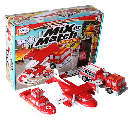 Popular Playthings Magnetic Mix or Match Vehicles, Fire + Rescue 60317